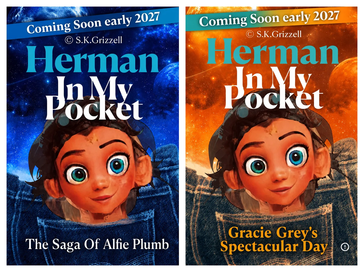 Two book covers side by side, The Saga and Gracie Grey