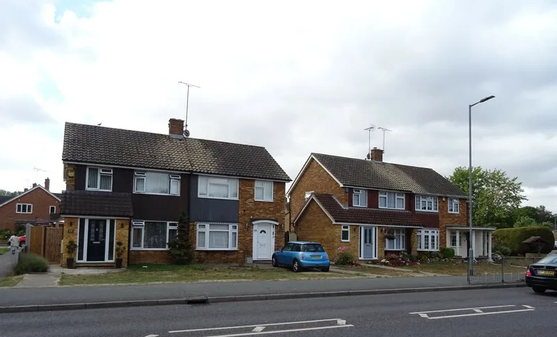Semi-detached houses on Clay Hill Road, Basildon. The photograph is a general view of borough housing and does not relate to any particular sale.